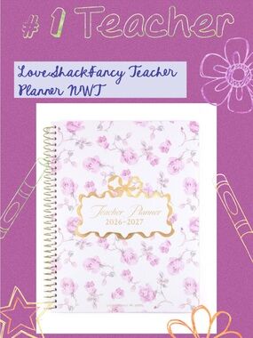 LoveShackFancy Floral Pink Teacher/Daily Planner 2026-2027 with Gold Accent